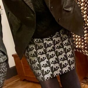 J. Crew Black and White Zebra Mini Skirt